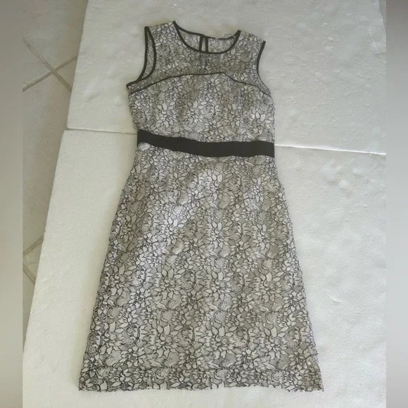 Banana republic white lace mini dress black detail sheath dress - Picture 4 of 11